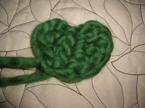 SomeBunnysLove's crocheted heart out of Twinkle Soft Chunky in green