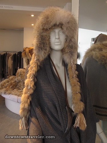 Harricana fur braided hat in Montreal store