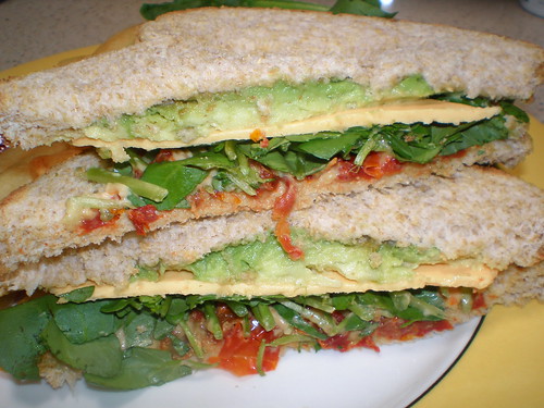 Avocado and Watercress sandwich with Dried Tomato Mayo
