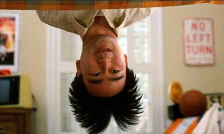 Gene Wantanabe as Long Duk Dong, hanging upside down in John Hughes' Sixteen Candles.