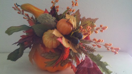 pumpkin with gourds and leaves by davisturner
