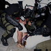 Greek riot police detain protesting taxi driver. Thessaloniki trade fair, Greece