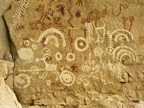 Petroglyphs Over Pictographs