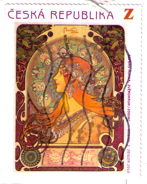 Alphonse Mucha stamp from the Czech Republic