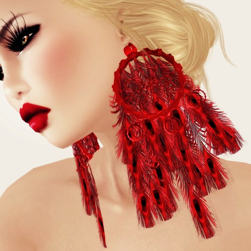 A&A Fashion Earrings Peacock - red