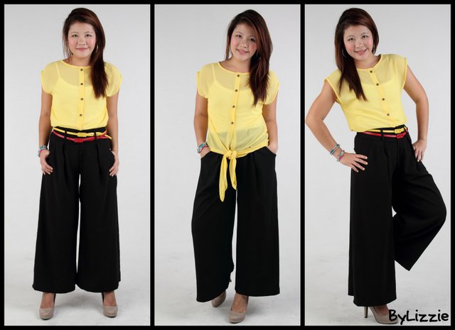 Yellow Chiffon Tie Front Top