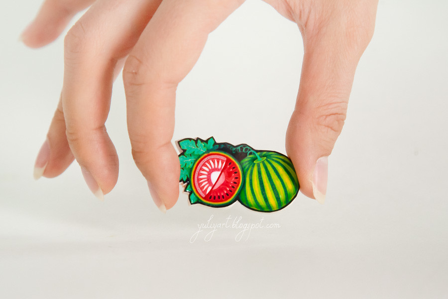 Watermelon - handmade brooch