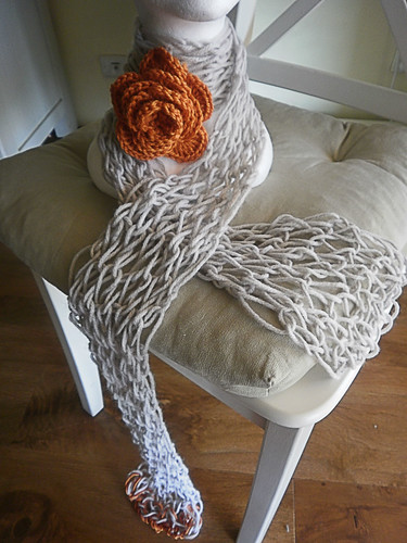 giant_knit_scarf_with_orange_rose2 by 'Sunchi B' Knit & Purl