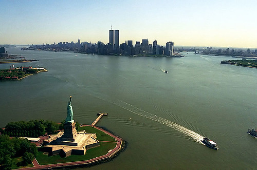 View of WTC and Statue of Liberty--Photo by Germán Ramos by roberthuffstutter