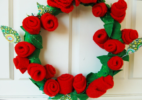 Recycled Wool Rose Wreath