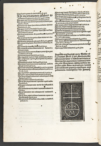 Colophon and printer’s device in Petrus Lombardus: Sententiarum libri IV
