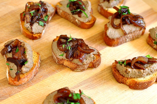 Crostini of Chicken Liver Pate with Balsamic Onions