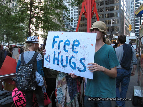 NYC Occupy Wall Street Rally Oct 8 2011 free hugs