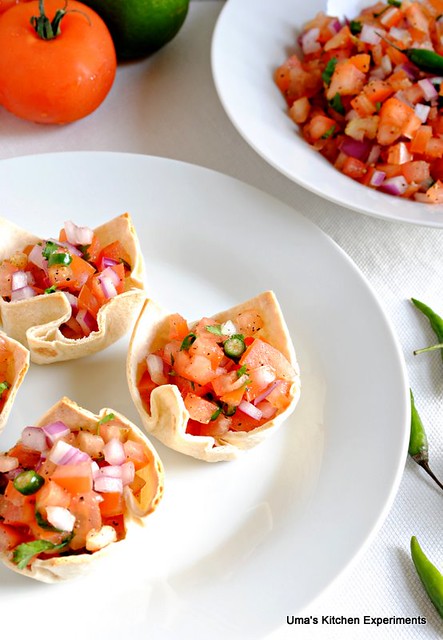 Tortilla cups with salsa