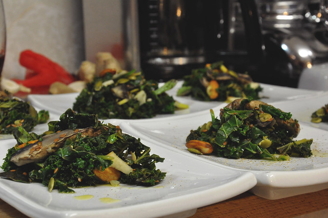 warm kale & spinach salad
