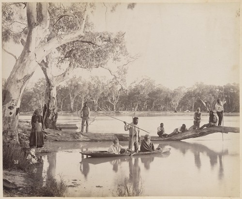 Group of Aboriginals at Chowilla Station on the lower Murray River, South Australia