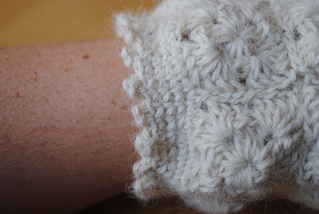 Close up of wrist edging (picot stitch)