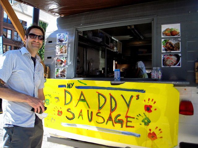 Mike Infront of My Daddy's Sausage Cart