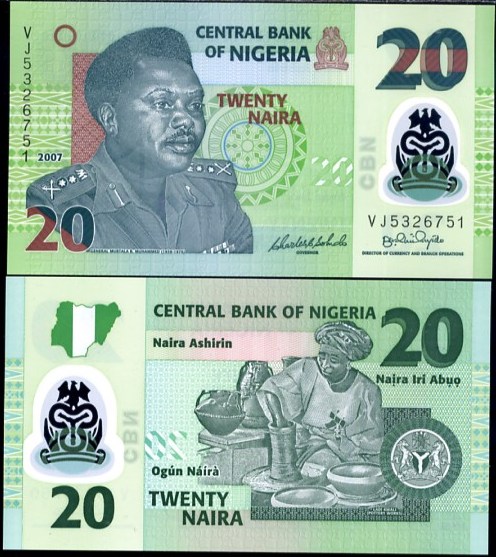 20 Naira Nigéria 2007, Pick 34c