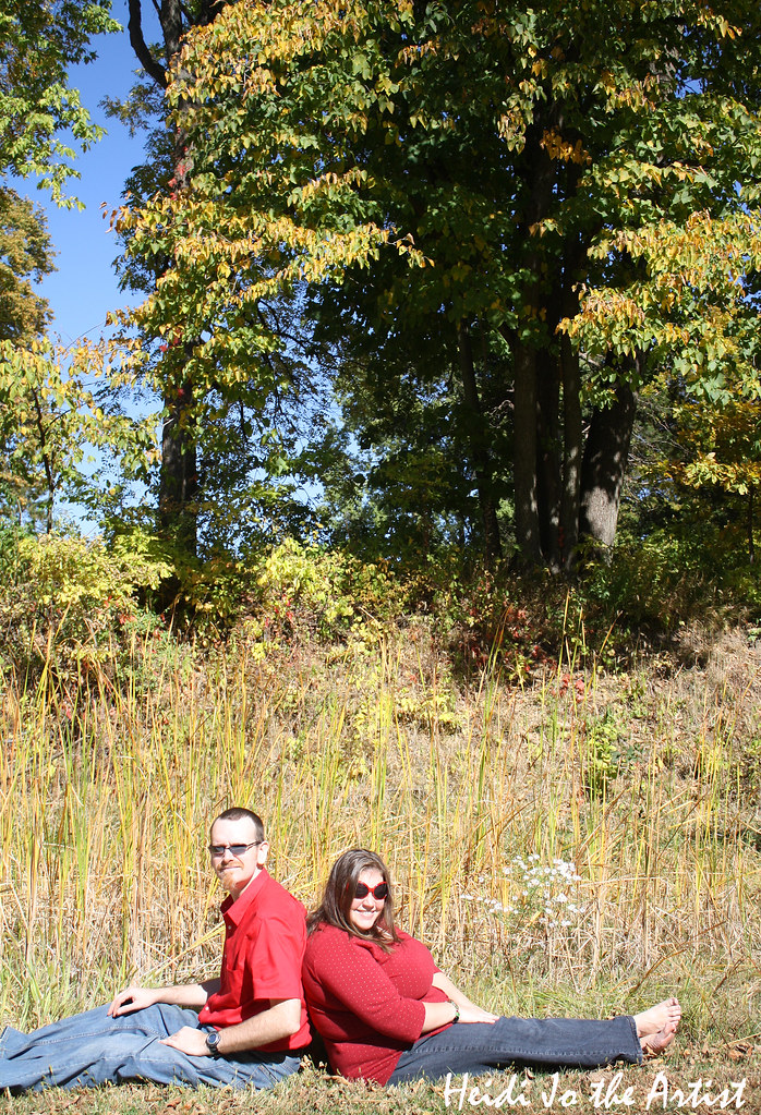 Couple in red in nature
