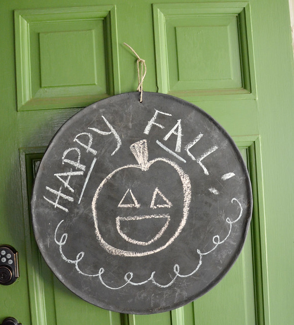 fall chalkboard on door