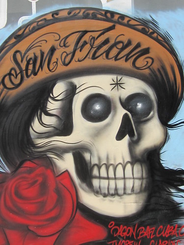 Urban Art: San Fran Calveras Skull Art with Rose
