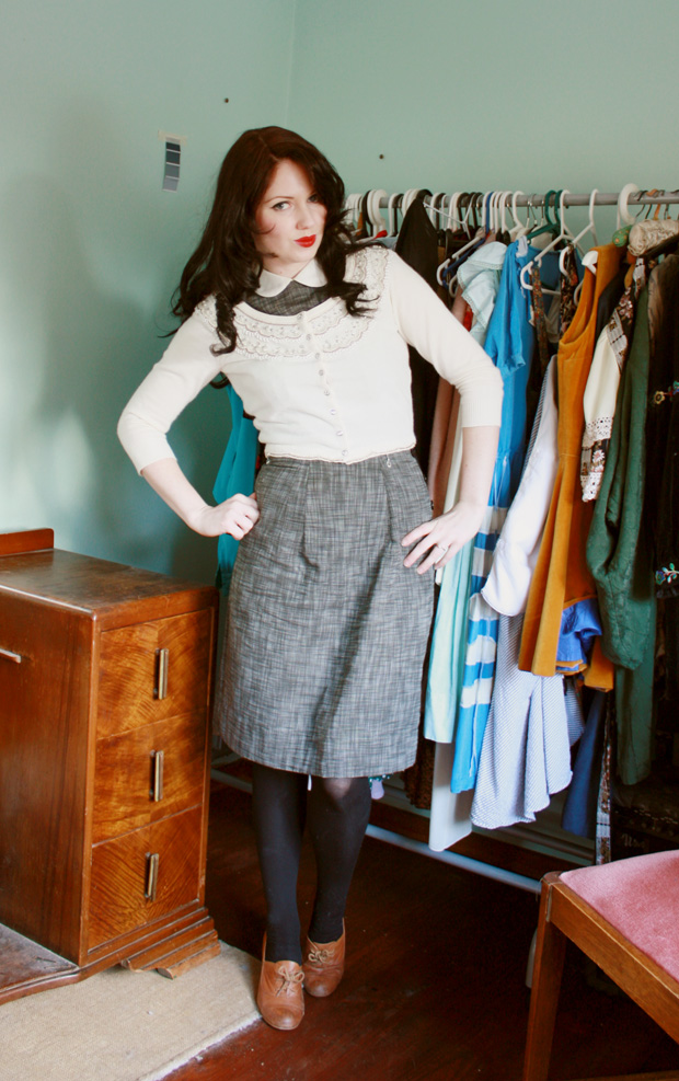 vintage dress cardigan diamonte