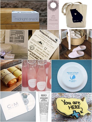 out of town wedding guest gift bag ideas image credits left to right from