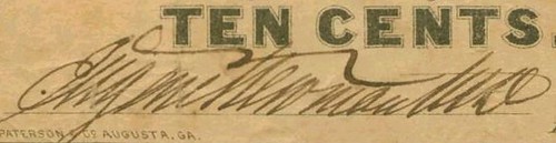 1862 10 cents very odd signature cropped