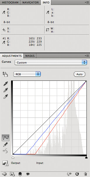 Converting from intrinsic white balance to daylight - curves