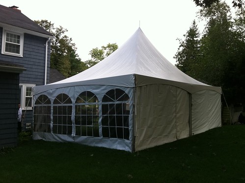 20x30 High Peak Frame Tent with window & solid Walls
