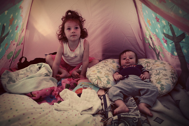Playing in a tent