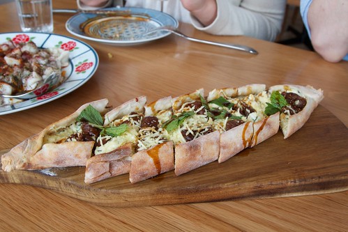 Pide with mint, ricotta, haloumi and peppered figs