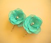 .Green Hair flower pins Handmade