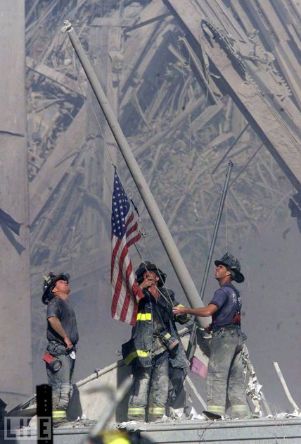 9/11 Firefighters raising flag
