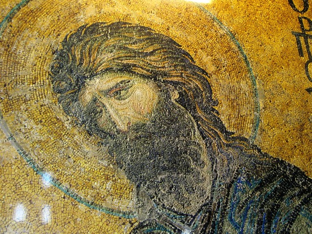 Cool highlights on the hair of St John the Baptist, Hagia Sofia