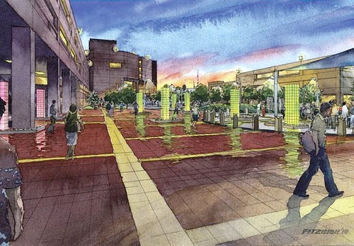 rendering of renovated UDC plaza (via UDC)