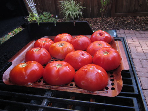 Grilling the tomatoes
