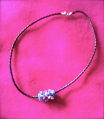 Necklace with Blue Felt Bead by randubnick
