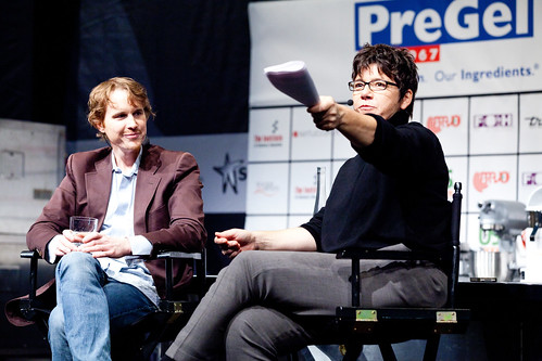 Grant Achatz and Kim Severson, taking questions from the audience