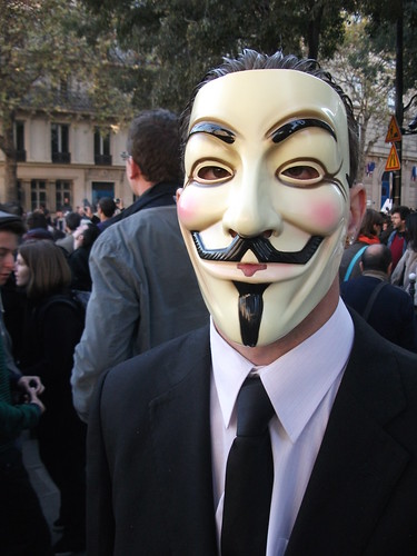 Anonymous - Occupy Wall St protest at Hotel de Ville in Paris, 15th October 2011