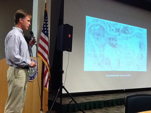 Toby Lester discussing the Waldseemüller map