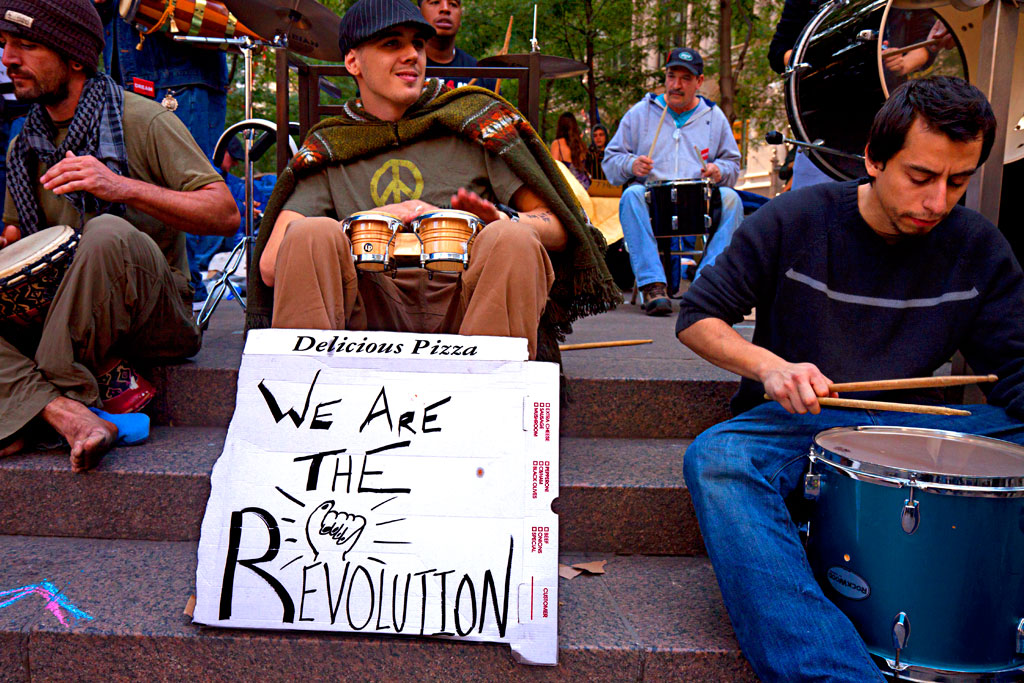 Drummers-with-WE-ARE-THE-REVOLUTION-sign--Manhattan