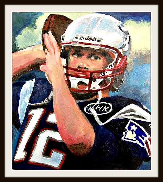 TOM BRADY - Acrylic Painting On Paper - Painted by snc145 (2011) - Photo Also by snc145 (2011) Less Saturation And More Clarity & Sharpness Through "Picnik" Editing - Cropped From A Poster