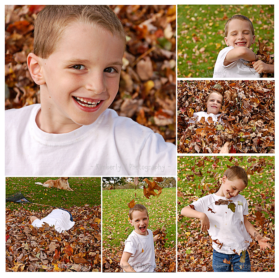 Alex in leaves collage