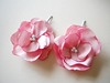 .Coral Pink Salmon Tea Rose Satin Hair flower pins Handmade