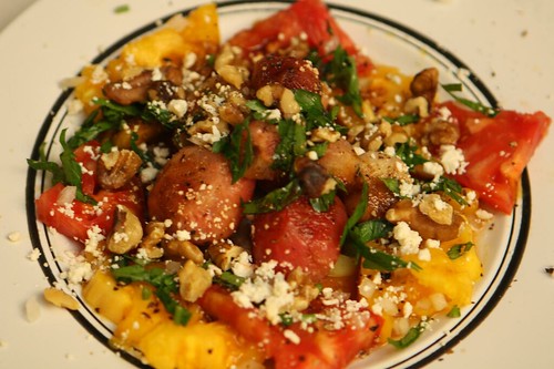 Heirloom Tomato, Baby Beets, Feta, Wallnuts, and Parsley with Olive Oil and Balsamic Glaze