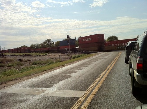 Train rolls through Perry, Oklahoma