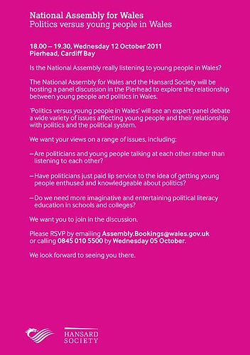 Politics versus young people in Wales 12 October 2011 Pierhead / Pobl ifanc a gwleidyddiaeth yng Nghymru 12 Hydref 2011 Pierhead