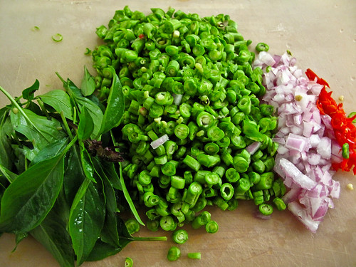 IMG_0822  Basil , long beans , onion and chilli padi  罗勒 . 豆角、大葱和小辣椒